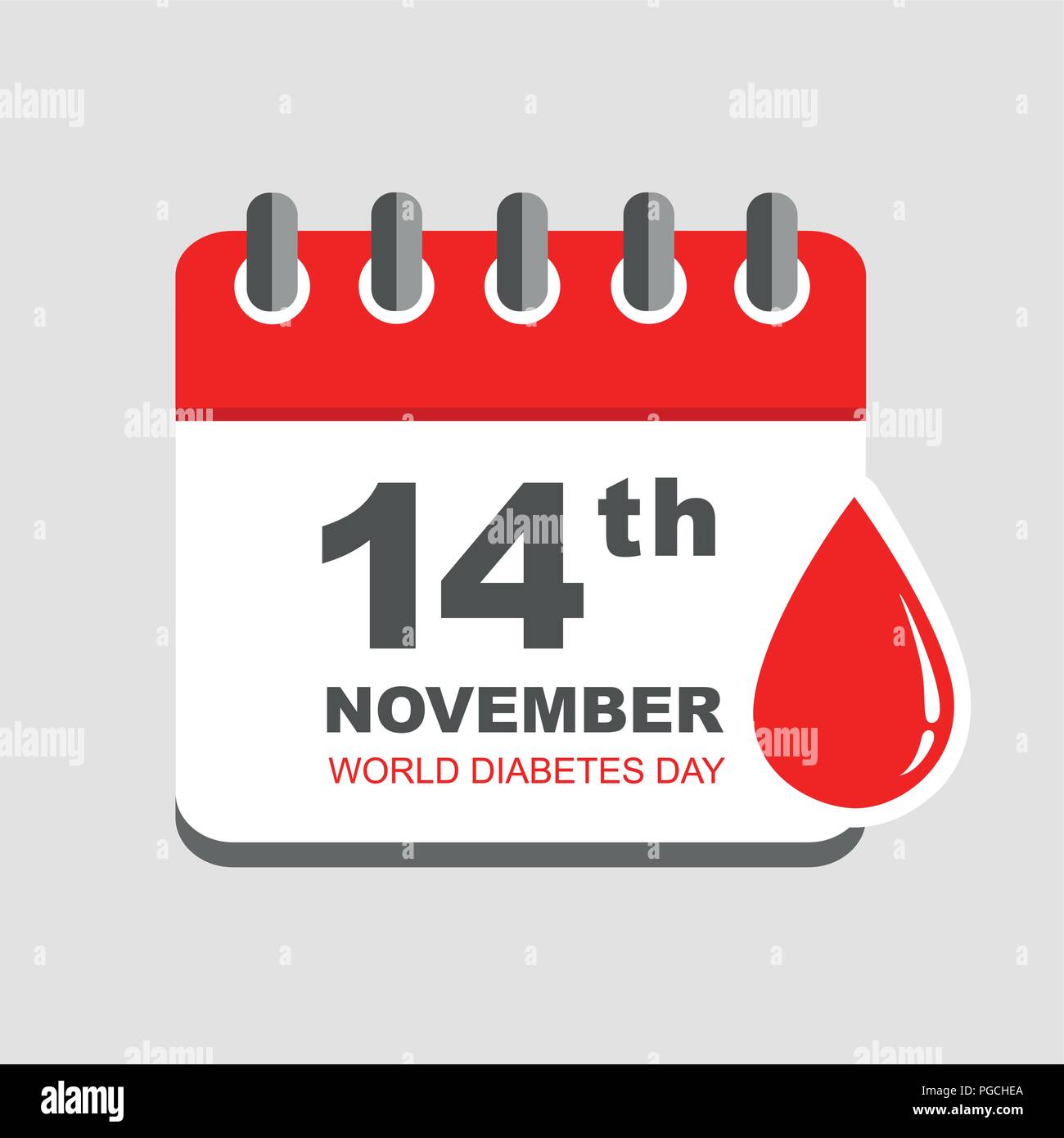 La giornata mondiale del diabete goccia di sangue in calendario illustrazione vettoriale EPS10 Illustrazione Vettoriale