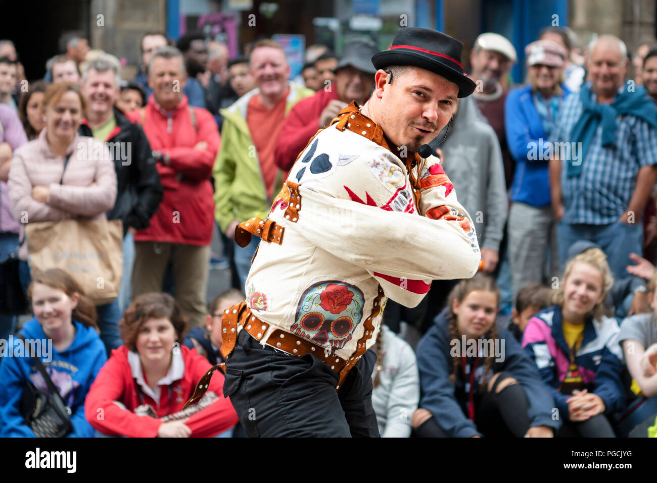 Street Performer, il Festival di Edimburgo, 2018 Foto Stock