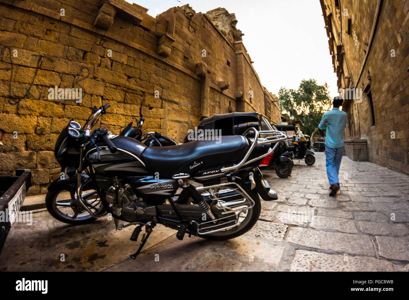 Strade all'interno della fortezza di Jaisalmer Foto Stock