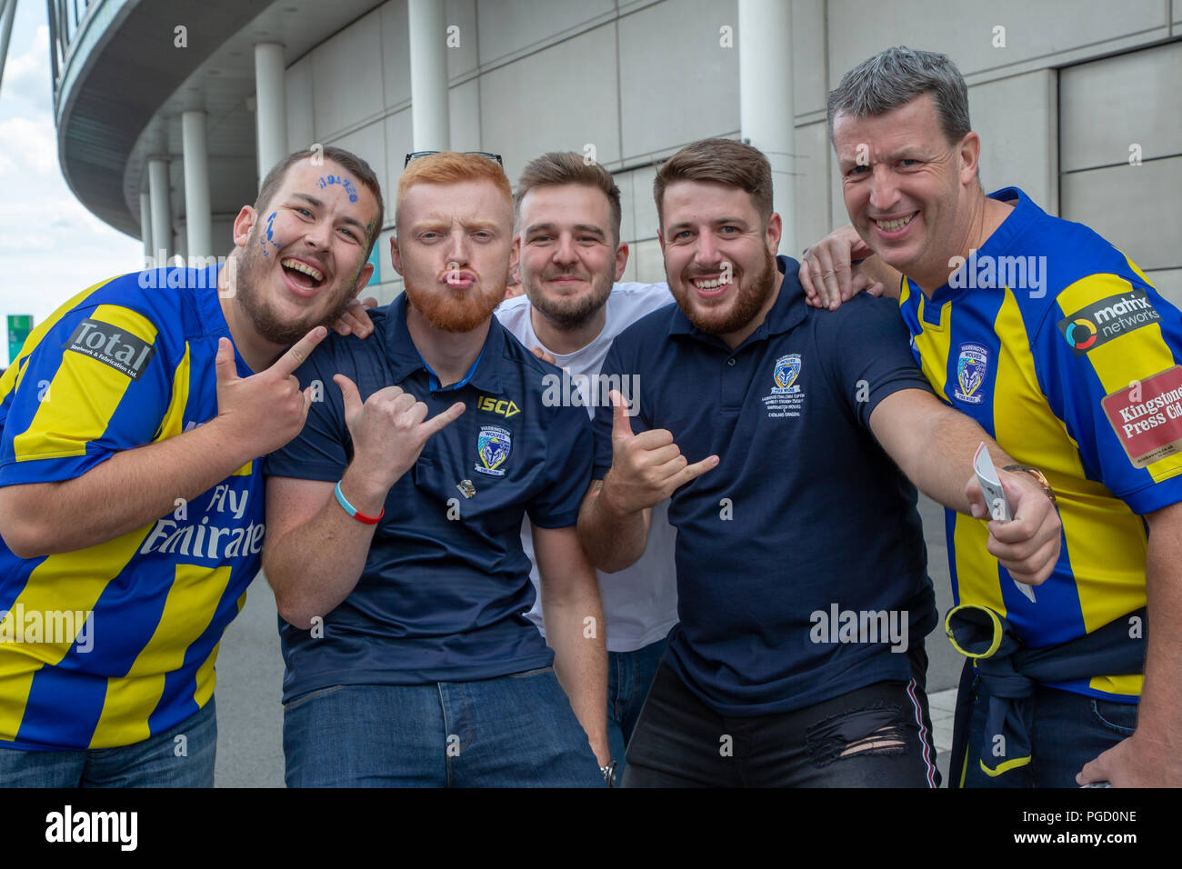 Lo stadio di Wembley, Londra, Regno Unito. Sabato 25 Agosto 2018 - Il 117stadiazione della Ladbrokes Challenge Cup Rugby League finale allo stadio di Wembley tra Warrington Lupi (Filo) e catalano draghi. Entrambe le squadre giocano in Super League Credito: John Hopkins/Alamy Live News Foto Stock