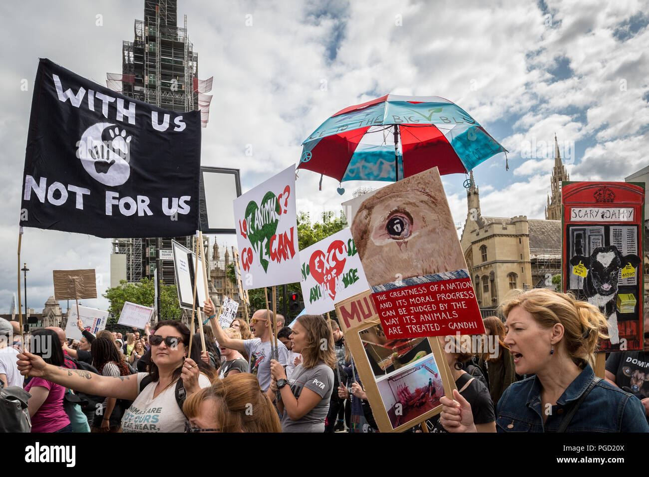 Londra, Regno Unito. Il 25 agosto, 2018. Gazzetta dei diritti degli animali marzo. Credito: Guy Corbishley/Alamy Live News Foto Stock