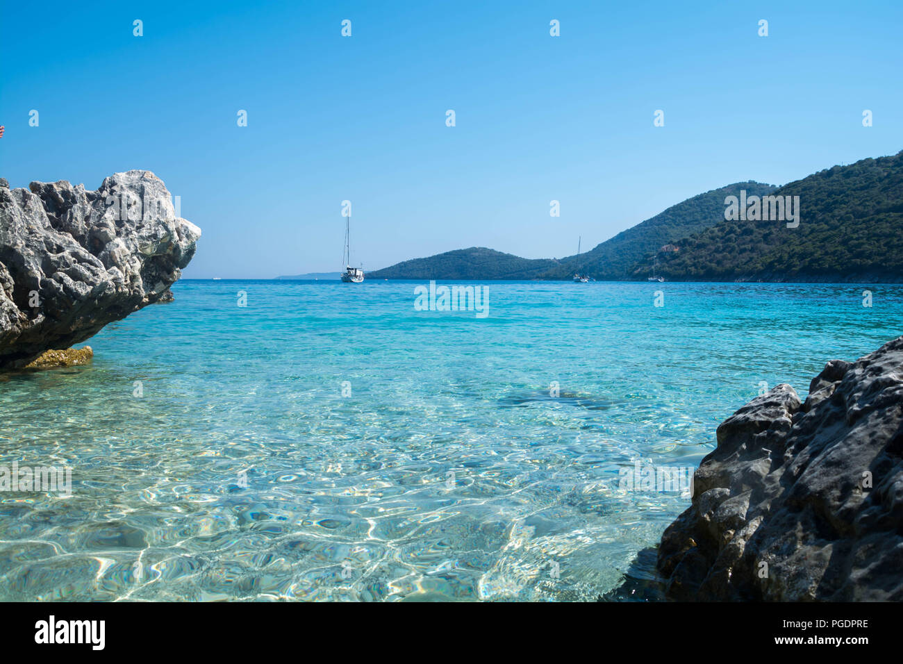 Il Mikros Gialos Beach di Lefkas in Grecia Foto Stock