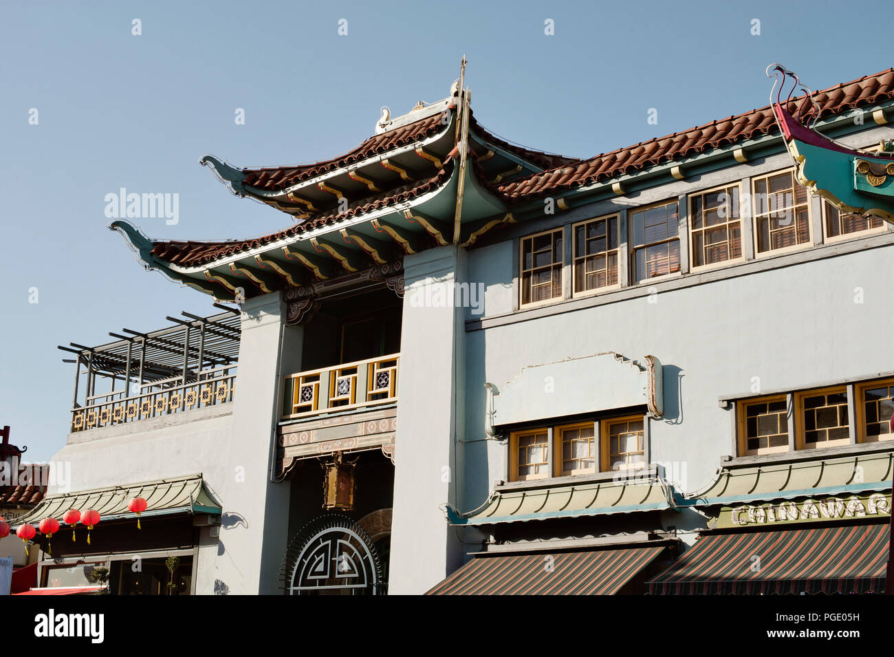 Di ispirazione asiatica edificio a Chinatown Foto Stock