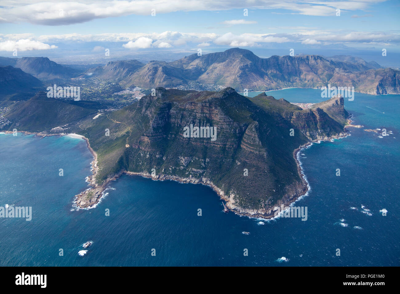 Areale di Hout Bay, mostrando Hangberg, sentinella, Sud Africa. Foto Stock