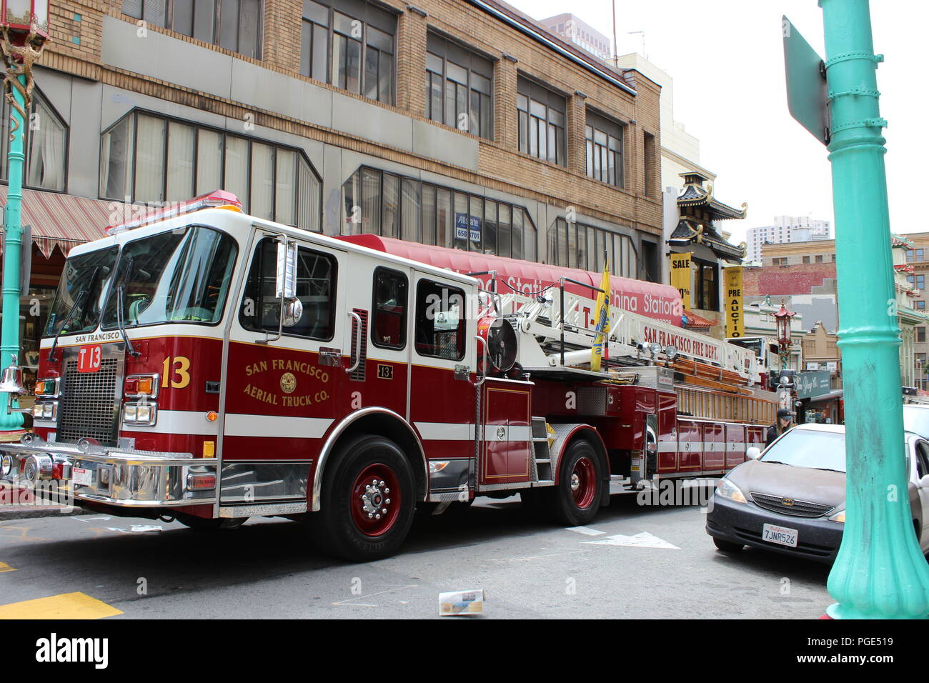 San Francisco Carrello Antenna, San Francisco Fire Dept., San Francisco, California, Stati Uniti d'America Foto Stock