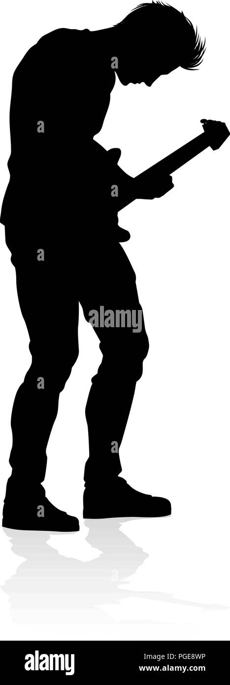 Musicista chitarrista Silhouette Illustrazione Vettoriale