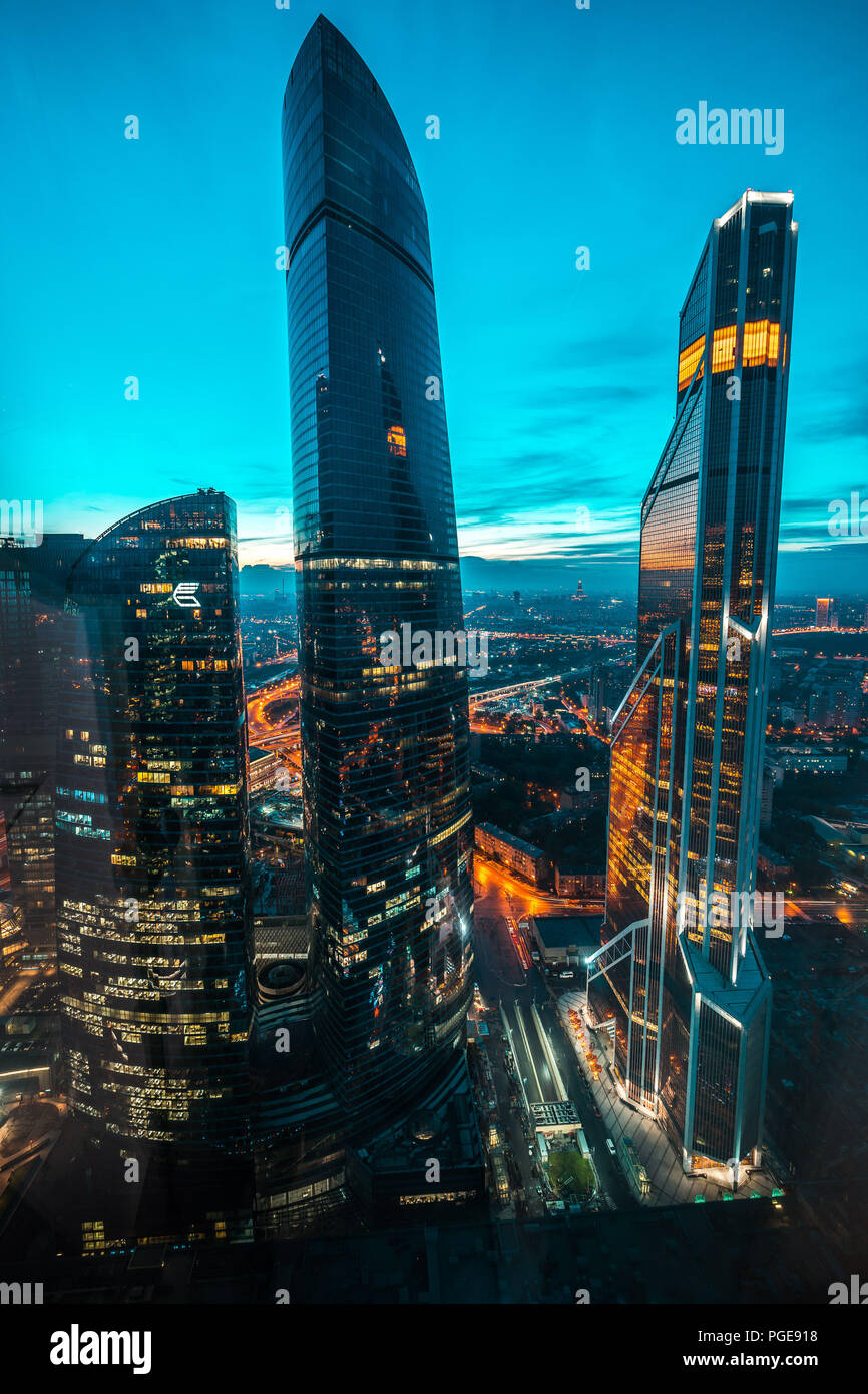 Mosca, Russia - Moscow City highrises Foto Stock