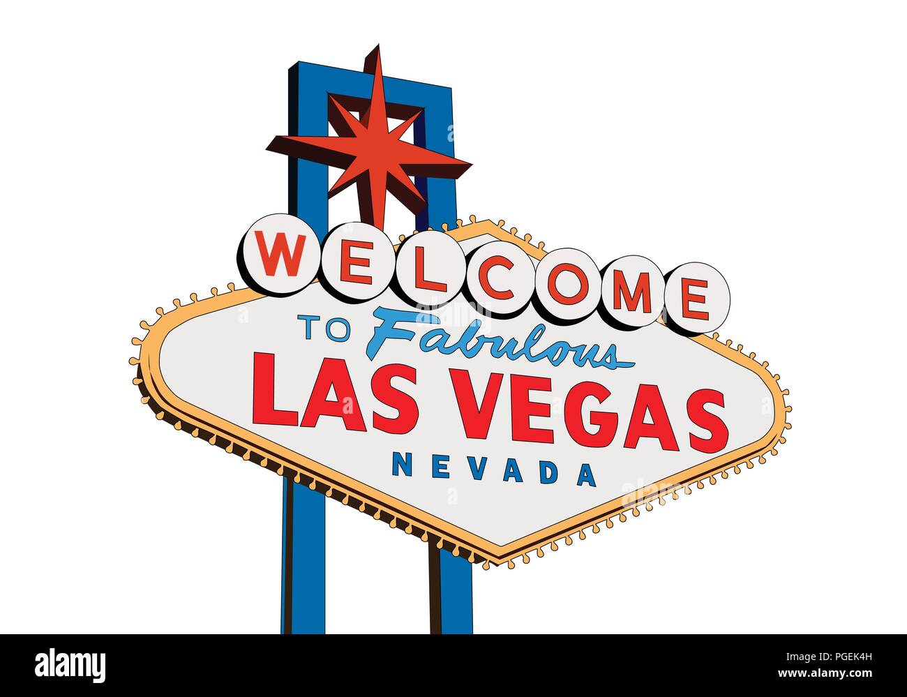 Benvenuto nella favolosa Las Vegas Nevada segno isolato su bianco illustrazione vettoriale. Illustrazione Vettoriale