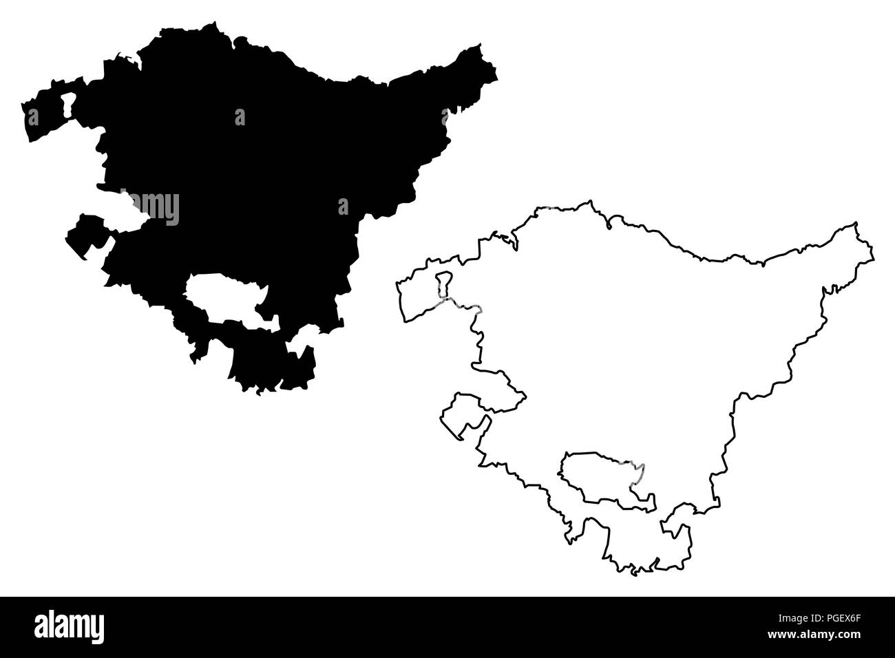 Paese basco (Regno di Spagna, la comunità autonoma) mappa illustrazione vettoriale, scribble schizzo comunità autonoma basca mappa Illustrazione Vettoriale