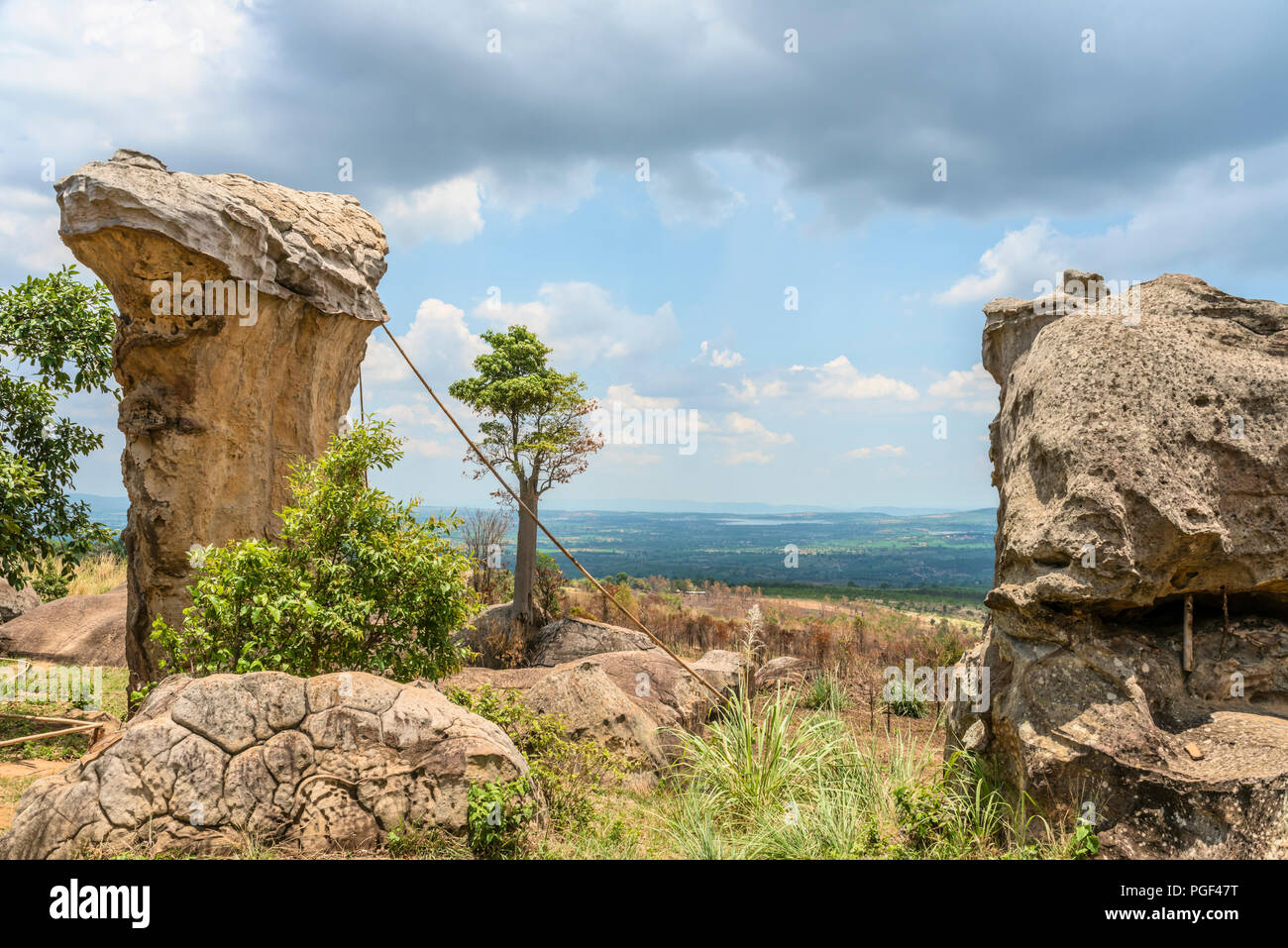 Vista da Mo Hin Khao, Chaiyaphum, Thailandia, chiamato anche Stonehenge Thailandia Foto Stock