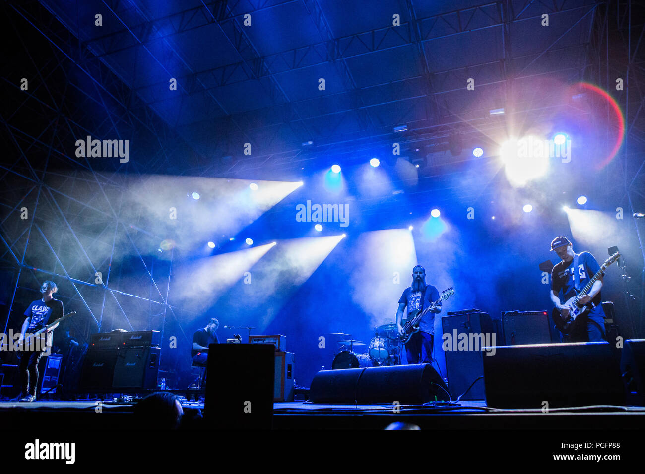 Torino Italia. Il 25 agosto 2018. Il gruppo scozzese MOGWAI suona dal vivo sul palco di spazio 211 durante il "Festival di oggi' Credit: Rodolfo Sassano/Alamy Live News Foto Stock