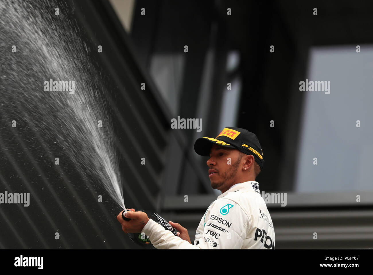 Spa, Belgio. Il 26 agosto 2018. Formula One Grand Prix del Belgio, il giorno della gara; Mercedes AMG Petronas Motorsport, Lewis Hamilton Foto Stock