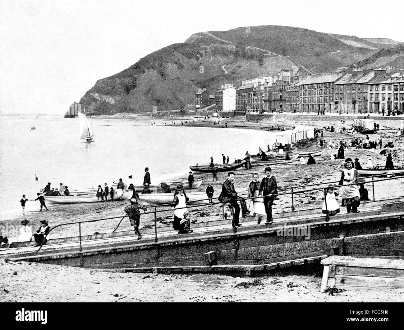 Aberystwyth Beach, agli inizi del novecento Foto Stock