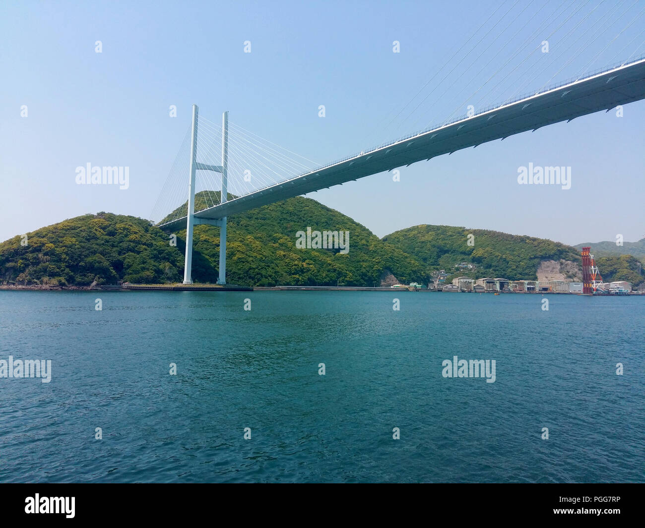 Giappone città di Nagasaki Ponte Megami distintiva architettura Foto Stock