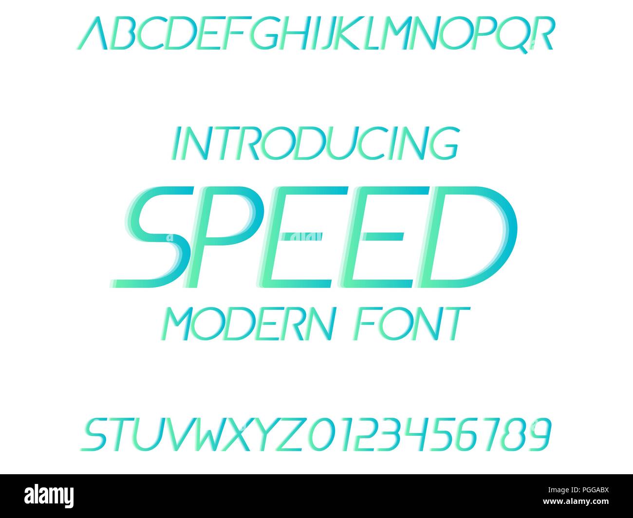 Font con effetto di movimento. Carattere tipografico di velocità. Moderno alfabeto tipografia Illustrazione Vettoriale