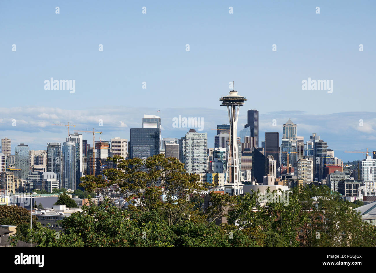 Seattle skyline visto da Kerry Park, Seattle, Washington, Stati Uniti d'America Foto Stock