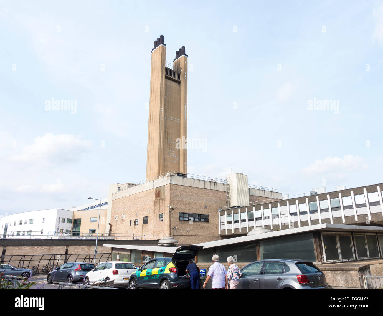 Caldaia camino casa ospedale Addenbrookes Foto Stock