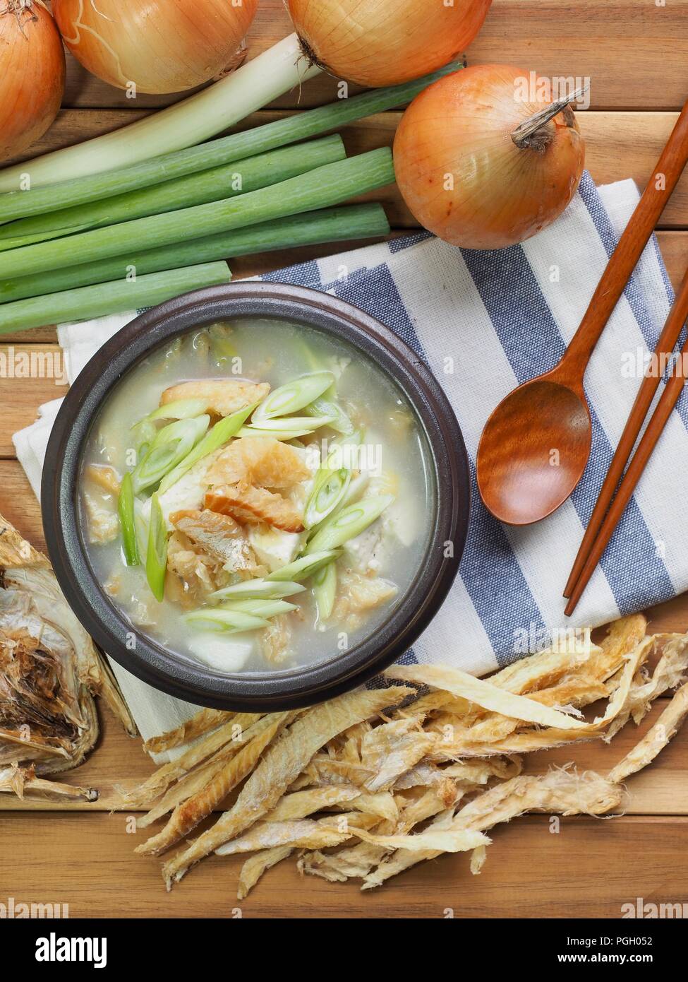 Cibo coreano essiccato zuppa pollack Foto Stock