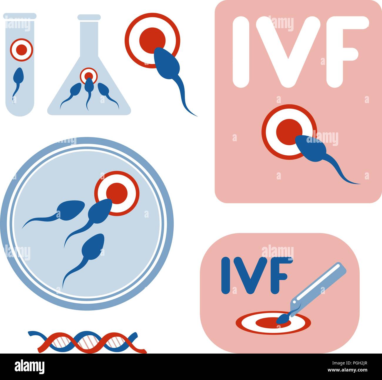 La fertilizzazione in vitro. Raccolta di immagini vettoriali. Eps 10. Illustrazione Vettoriale