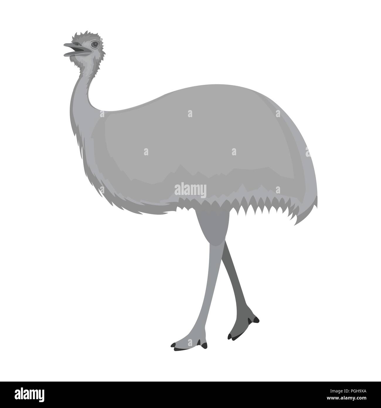 Bird, struzzo UEM.selvatico africano di struzzo icona singolo in bianco e nero in stile simbolo vettore illustrazione stock . Illustrazione Vettoriale