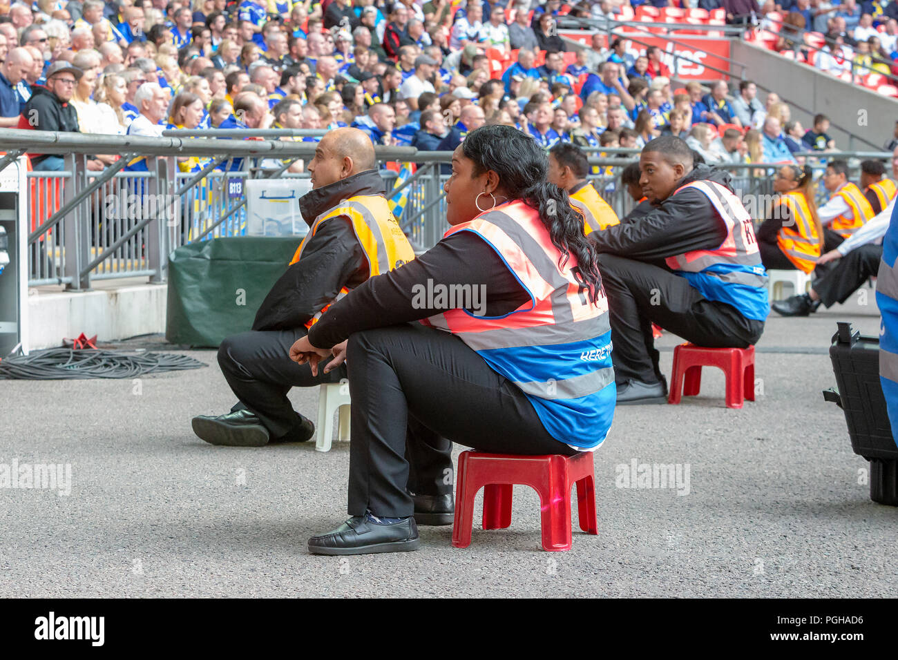 Sabato 25 Agosto 2018 - Il 117stadiazione della Ladbrokes Challenge Cup Rugby League finale allo stadio di Wembley tra Warrington Lupi (filo) Foto Stock