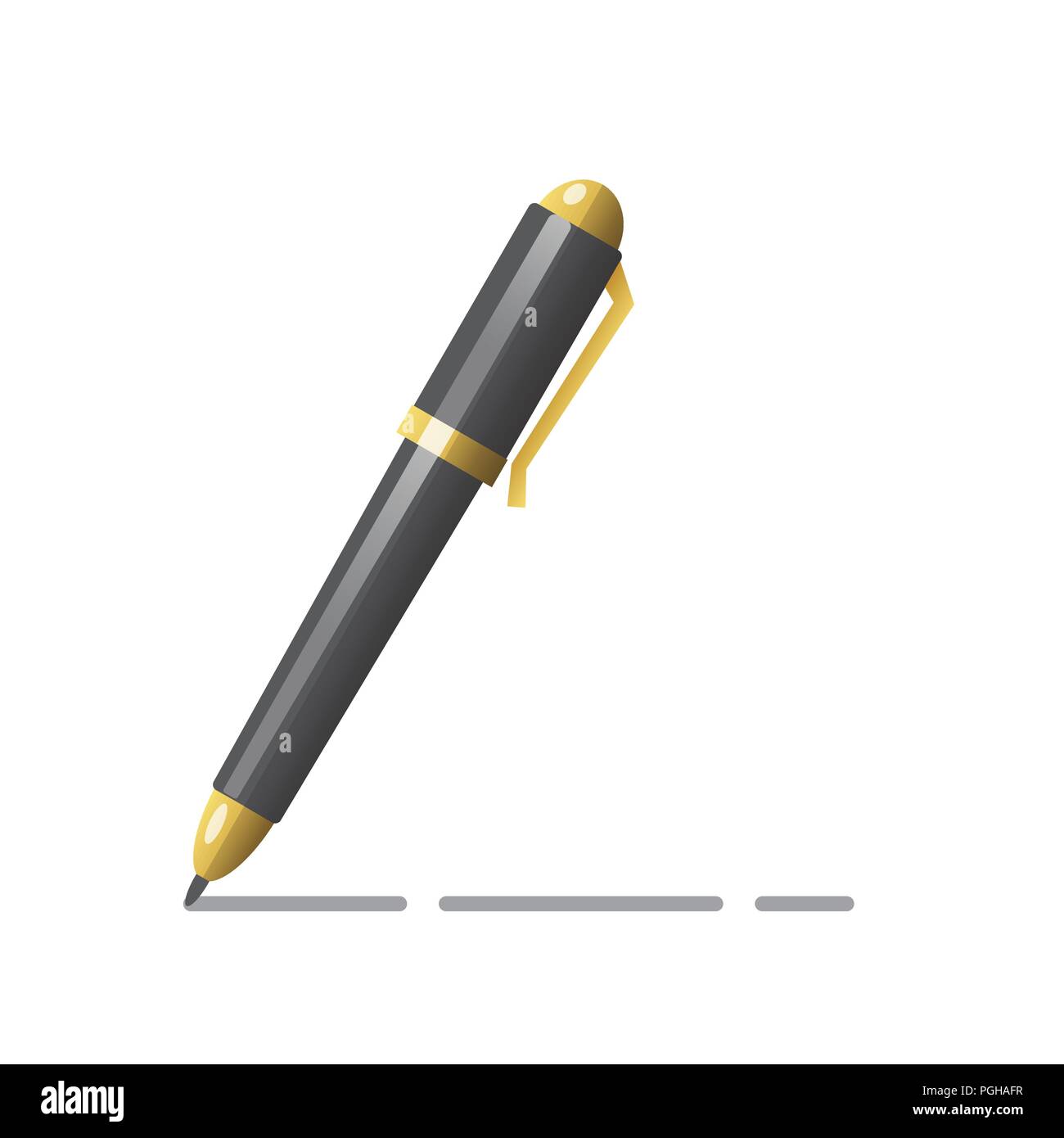 La scrittura di penna a sfera icona, strumento di scuola. Icona della penna. Illustrazione Vettoriale