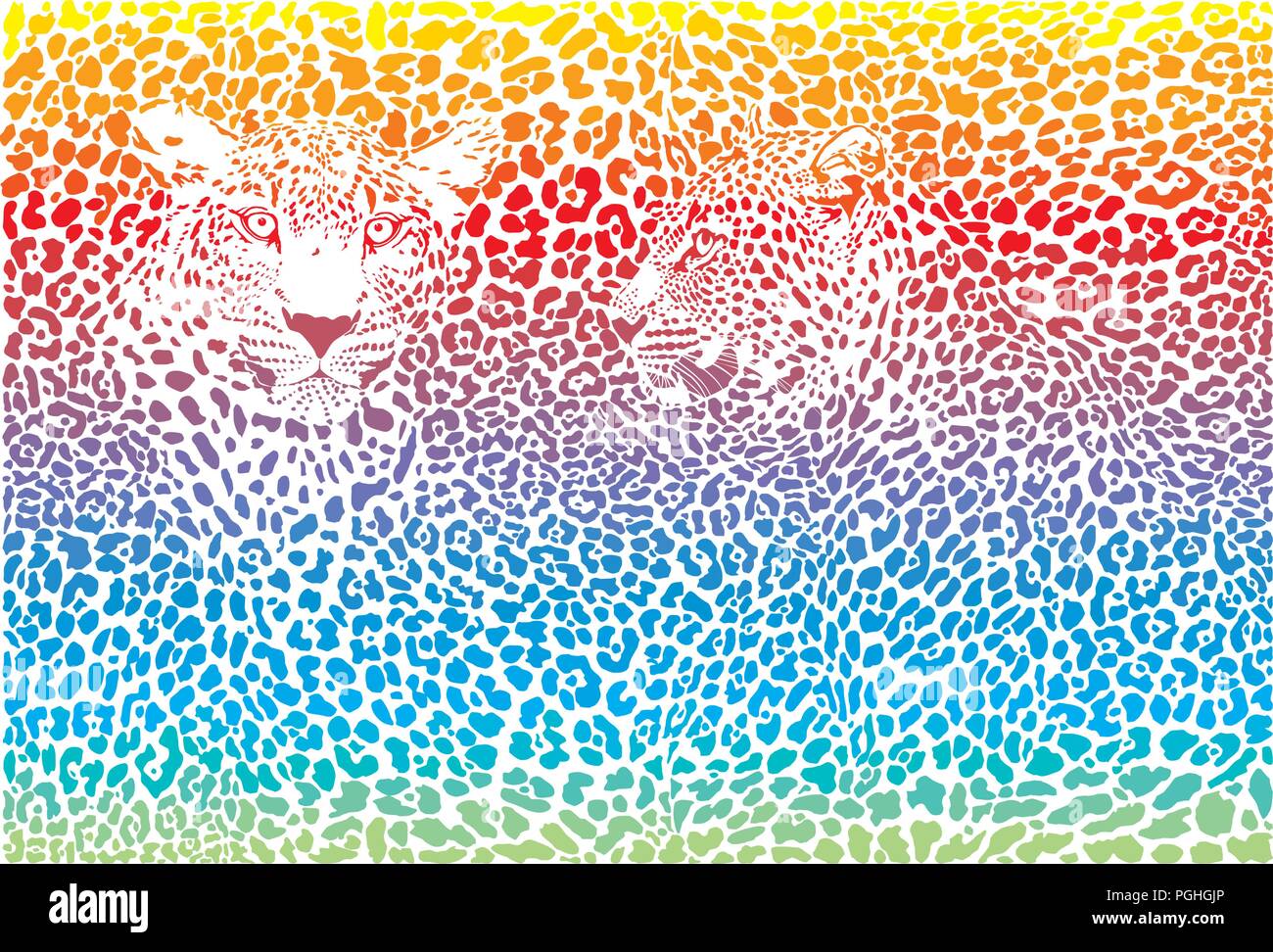 Leopard arcobaleno sullo sfondo del modello Illustrazione Vettoriale