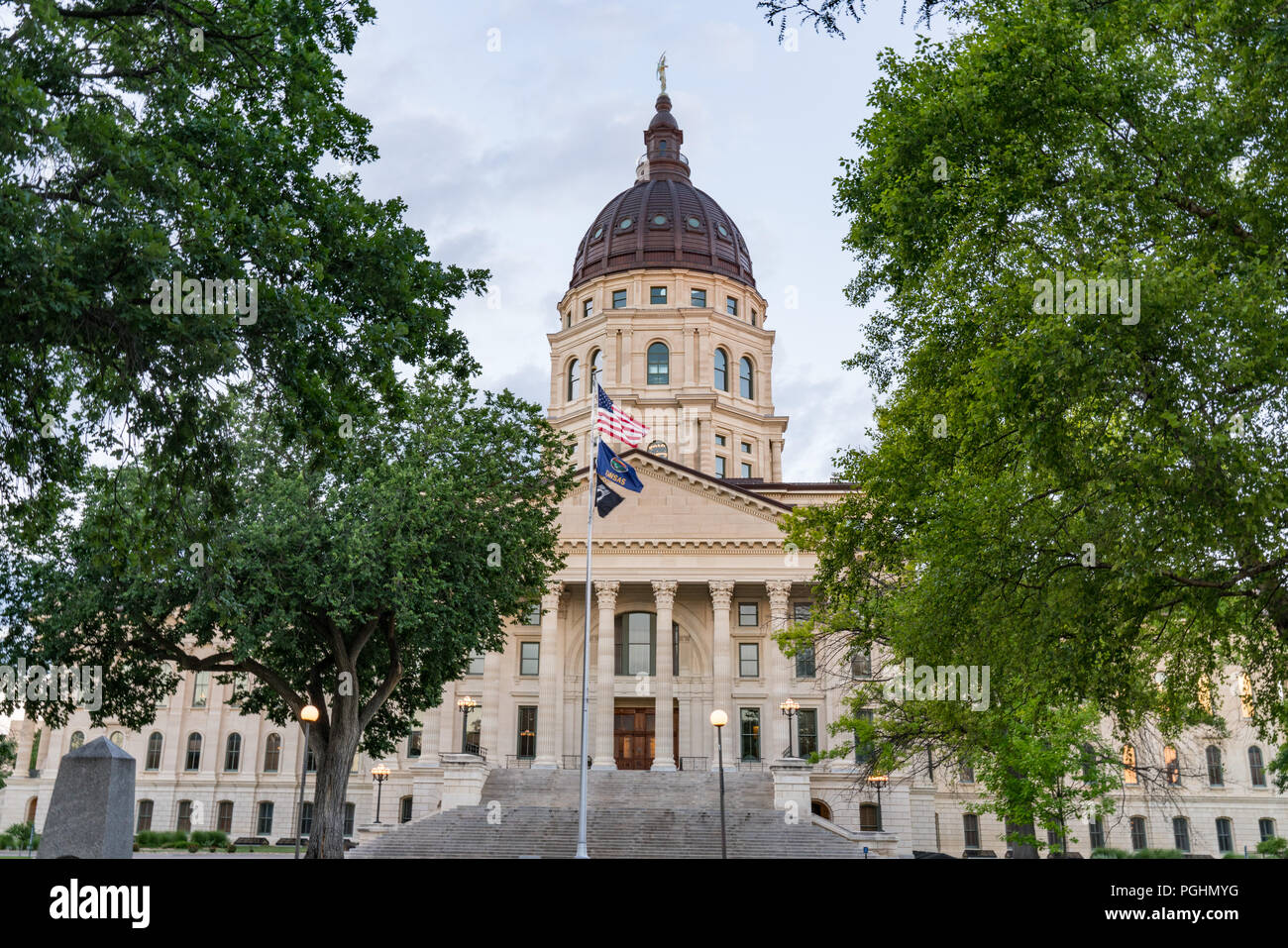Esterno del Kansas Capitale dello Stato nella costruzione di Topeka nel Kansas Foto Stock