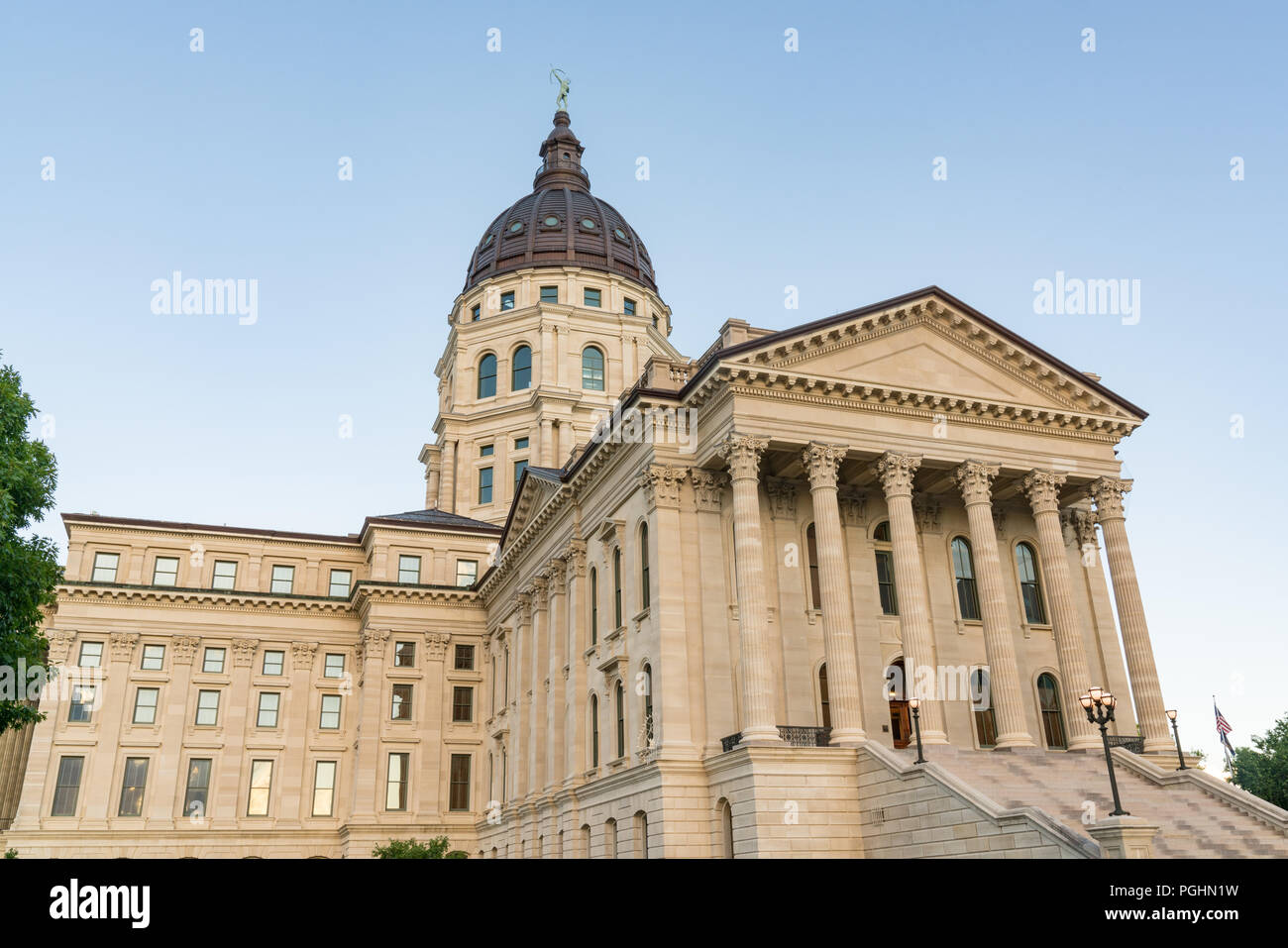 Esterno del Kansas Capitale dello Stato nella costruzione di Topeka nel Kansas Foto Stock