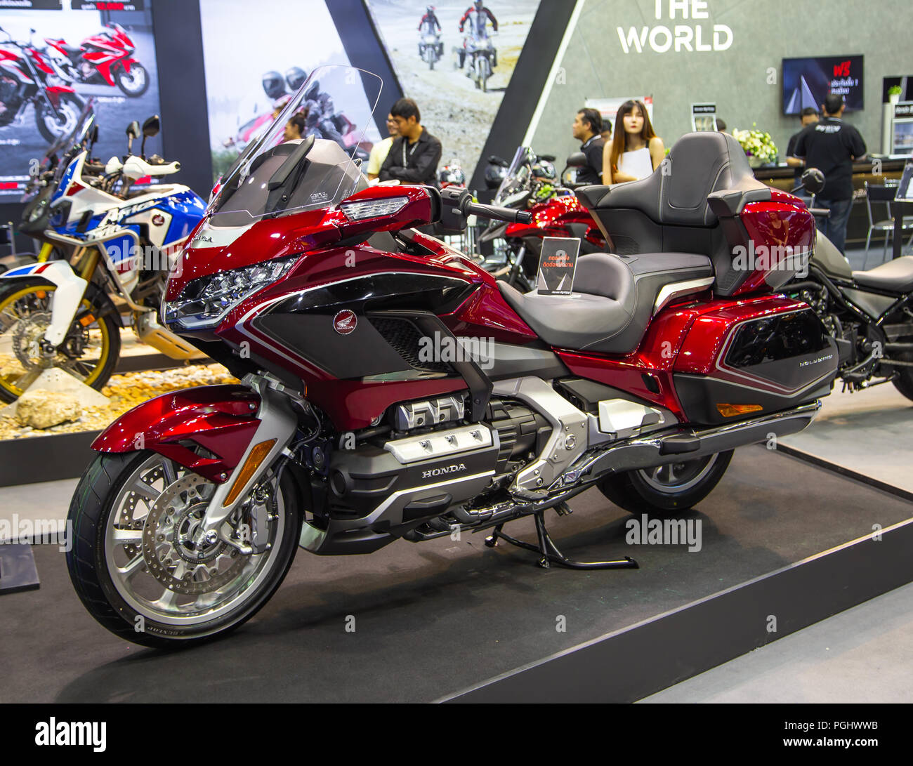 Bangkok, Tailandia - 22 agosto 2018: Honda Gold Wing Tour touring moto presentato in grande vendita motore 2018 Foto Stock