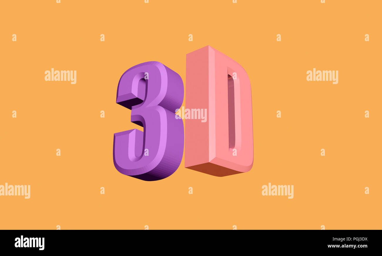 Testo 3D render icona illustrazione su sfondo arancione Foto Stock