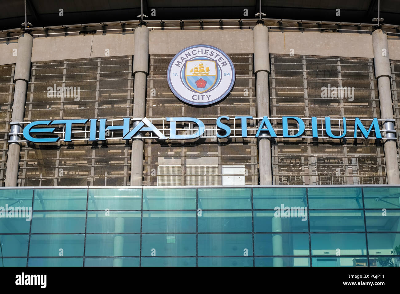 MANCHESTER, Regno Unito - 19 Maggio 2018: Manchester City Football Club fondata nel 1880 a Manchester, UK. che ha l'Etihad Stadium come propri hom Foto Stock