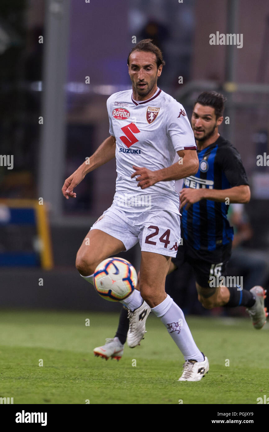 Emiliano Moretti (Torino) durante l'italiano 'Serie A' match tra Inter 2-2 Torino a Giuseppe Meazza su 25 Agosto 2018 di Milano, Italia. Credito: Maurizio Borsari/AFLO/Alamy Live News Foto Stock