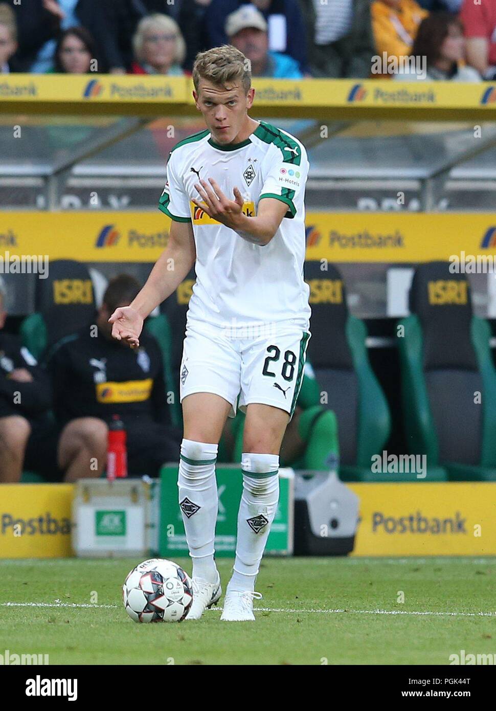 Monchengladbach, Deutschland. 25 Ago, 2018. firo: 25.08.2018, calcio, 1.Bundesliga, stagione 2018/2019, Gladbach, Borussia Monchengladbach - Bayer 04 Leverkusen, 2: 0 Matthias GINTER, Gladbach, singola azione | Utilizzo di credito in tutto il mondo: dpa/Alamy Live News Foto Stock