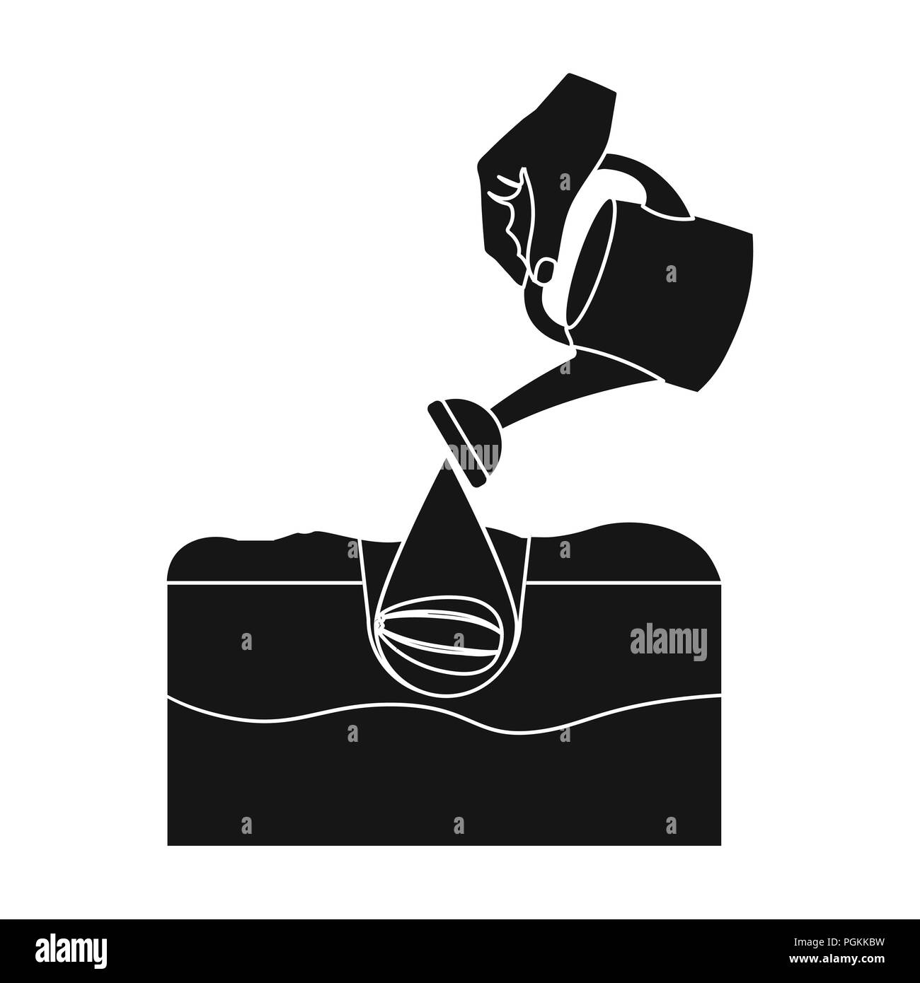 Irrigazione icona unica in stile nero .irrigazione, simbolo del vettore illustrazione stock . Illustrazione Vettoriale