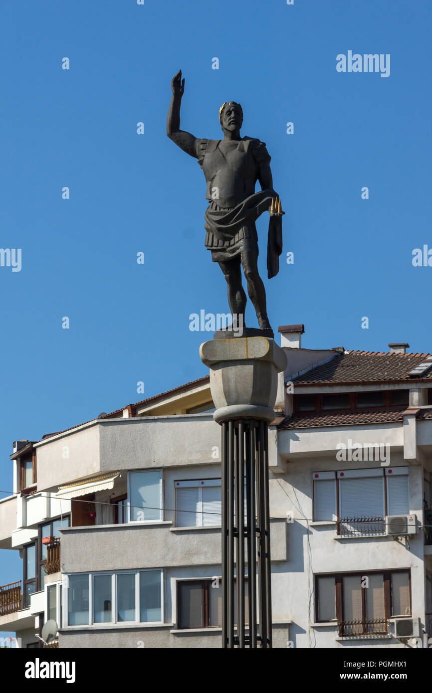 PLOVDIV, Bulgaria - 1 Settembre 2017: Monumento di Filippo II di Macedon nella città di Plovdiv, Bulgaria Foto Stock