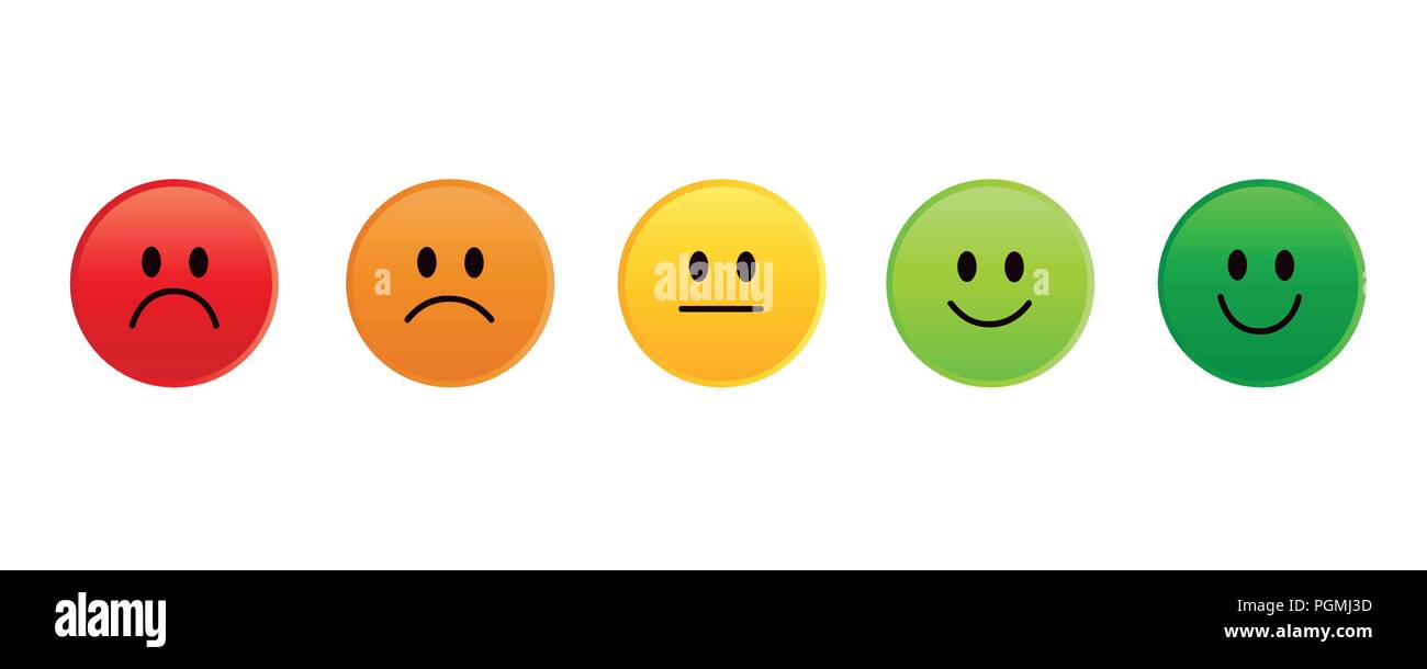 Rating smile rosso al verde illustrazione vettoriale EPS10 Illustrazione Vettoriale