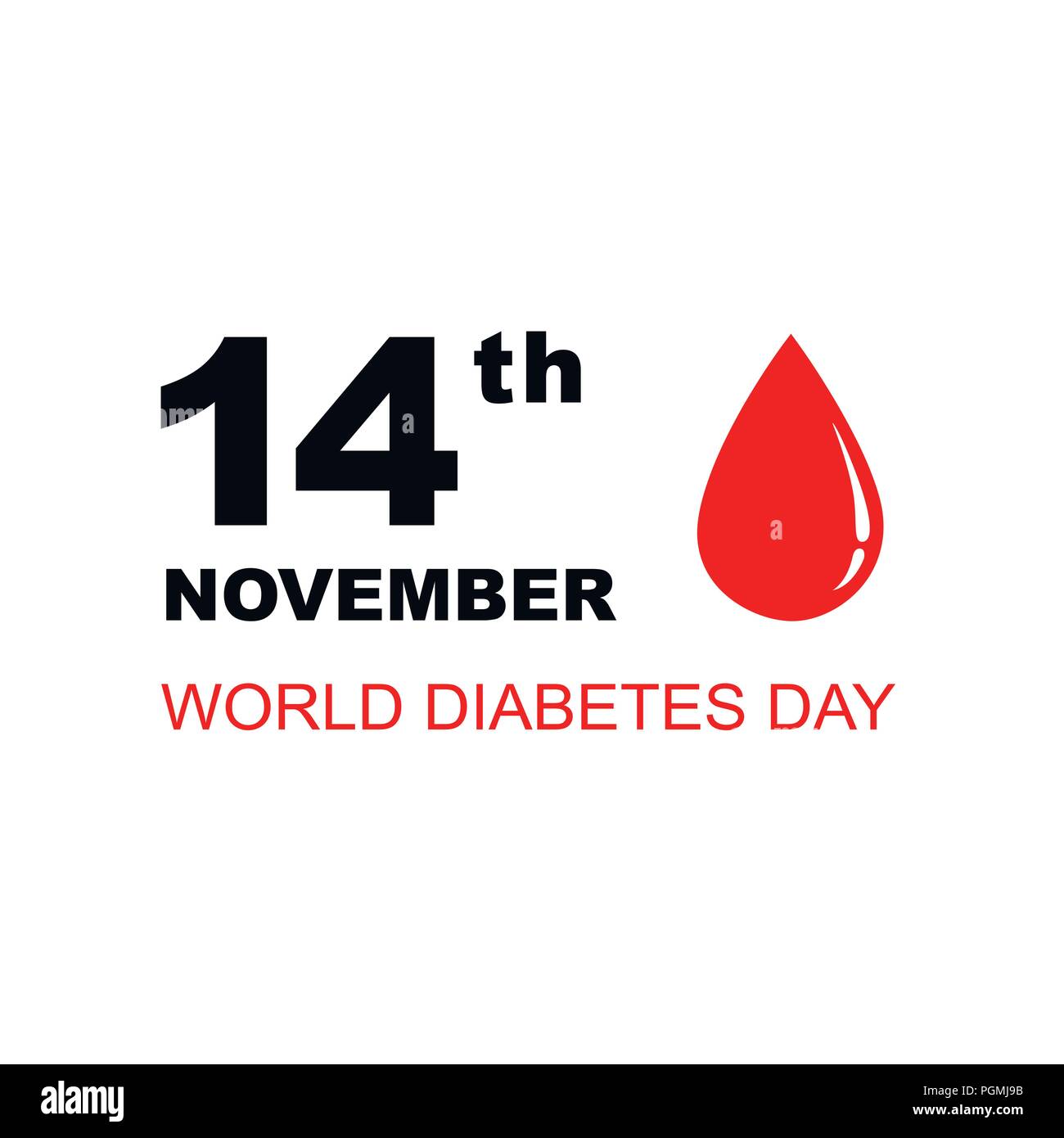 La giornata mondiale del diabete goccia di sangue illustrazione vettoriale EPS10 Illustrazione Vettoriale