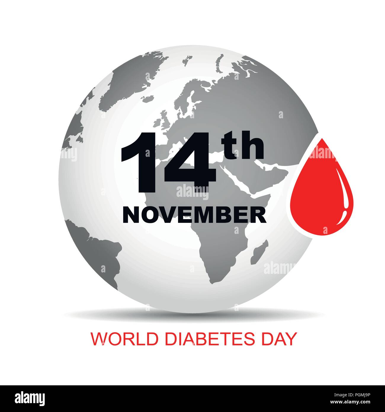 La giornata mondiale del diabete goccia di sangue terra illustrazione vettoriale EPS10 Illustrazione Vettoriale