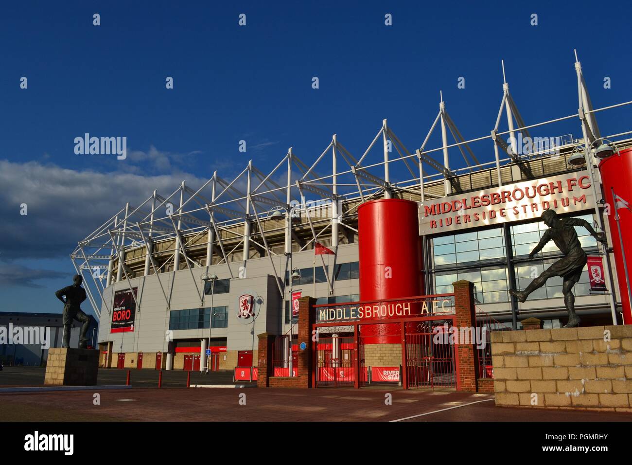 Stordimento e illuminato naturalmente immagine del Riverside Stadium, casa di Middlesbrough Football Club. Foto Stock