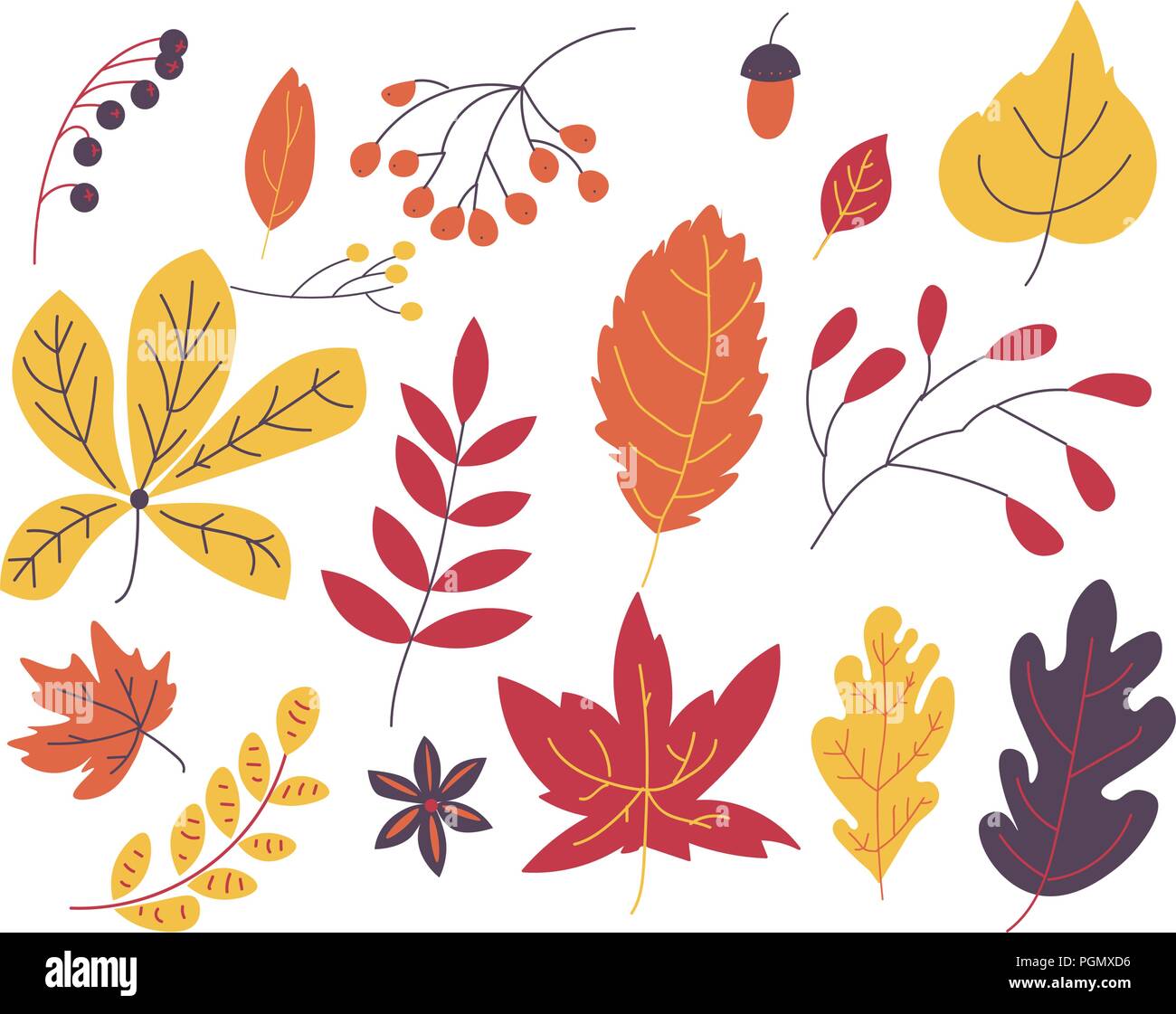 Foglie di autunno illustrazione vettoriale collection Illustrazione Vettoriale