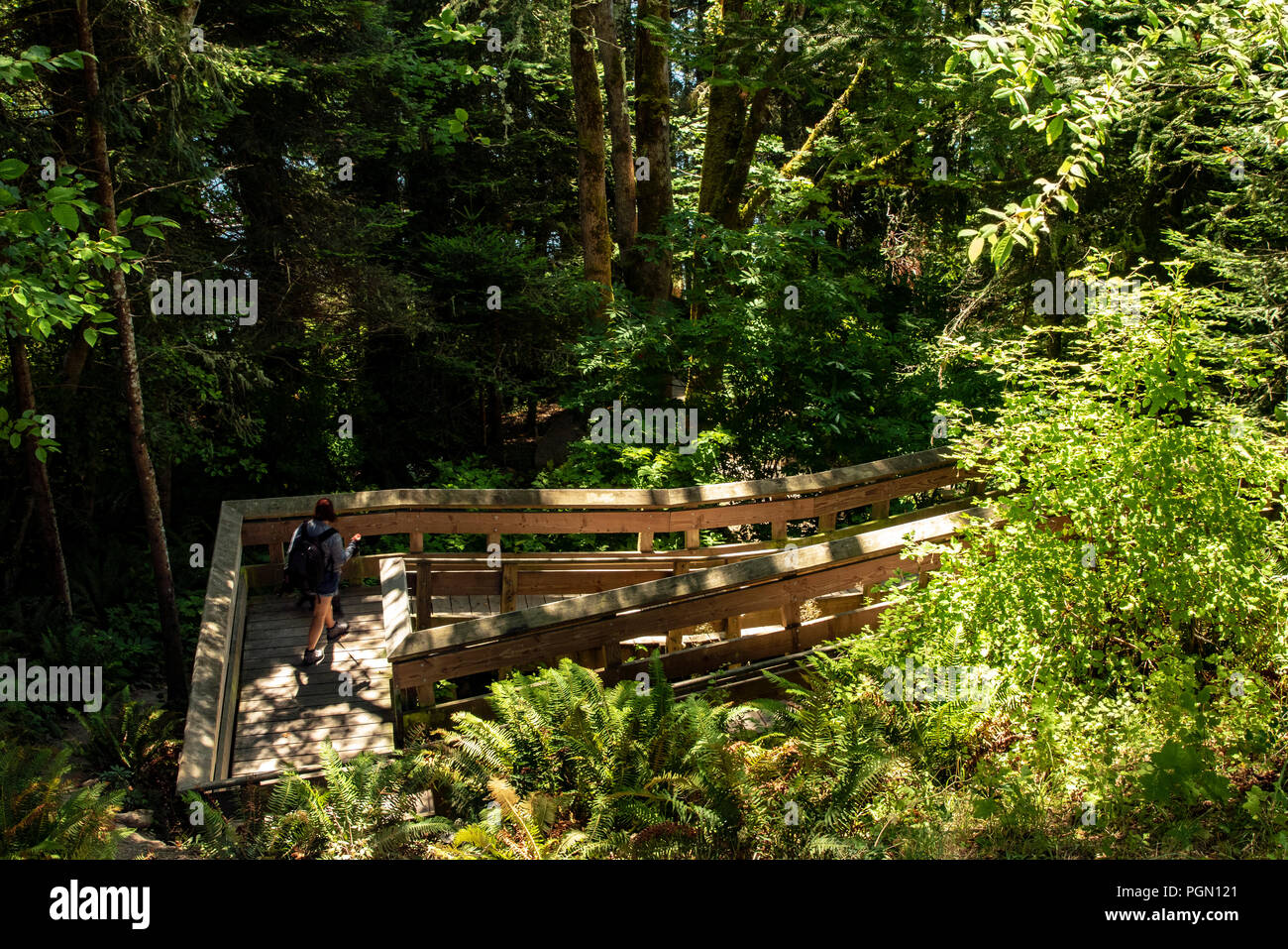 Marine Sooke Boardwalk - Ed Macgregor Park in Sooke, Isola di Vancouver, British Columbia, Canada Foto Stock