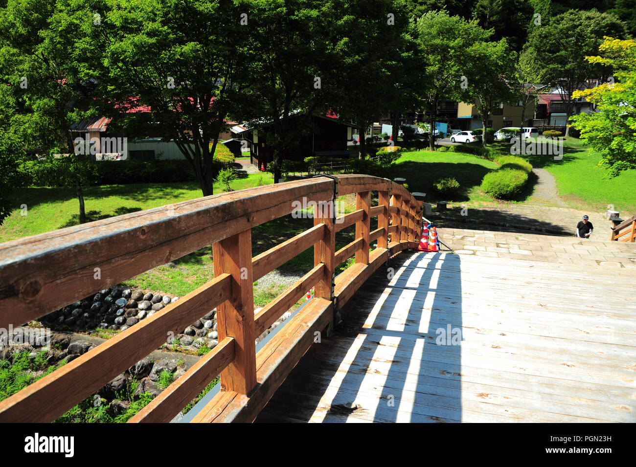 KISO OOhashi realizzata in legno ponte in Narai-Juku Foto Stock