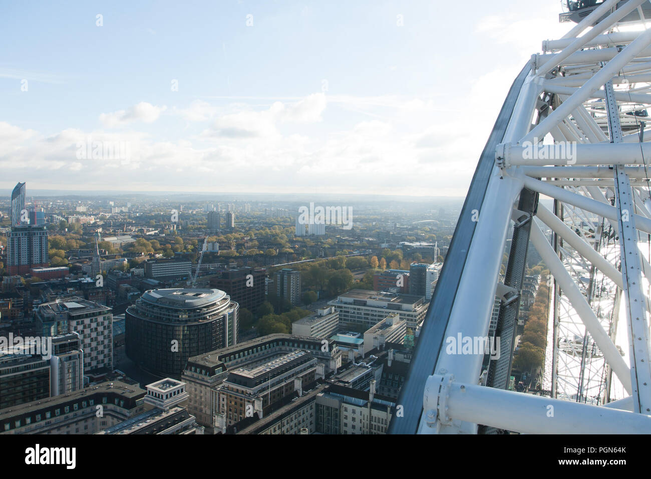 Paesaggio di Londra dal London Eye, London, Regno Unito Foto Stock