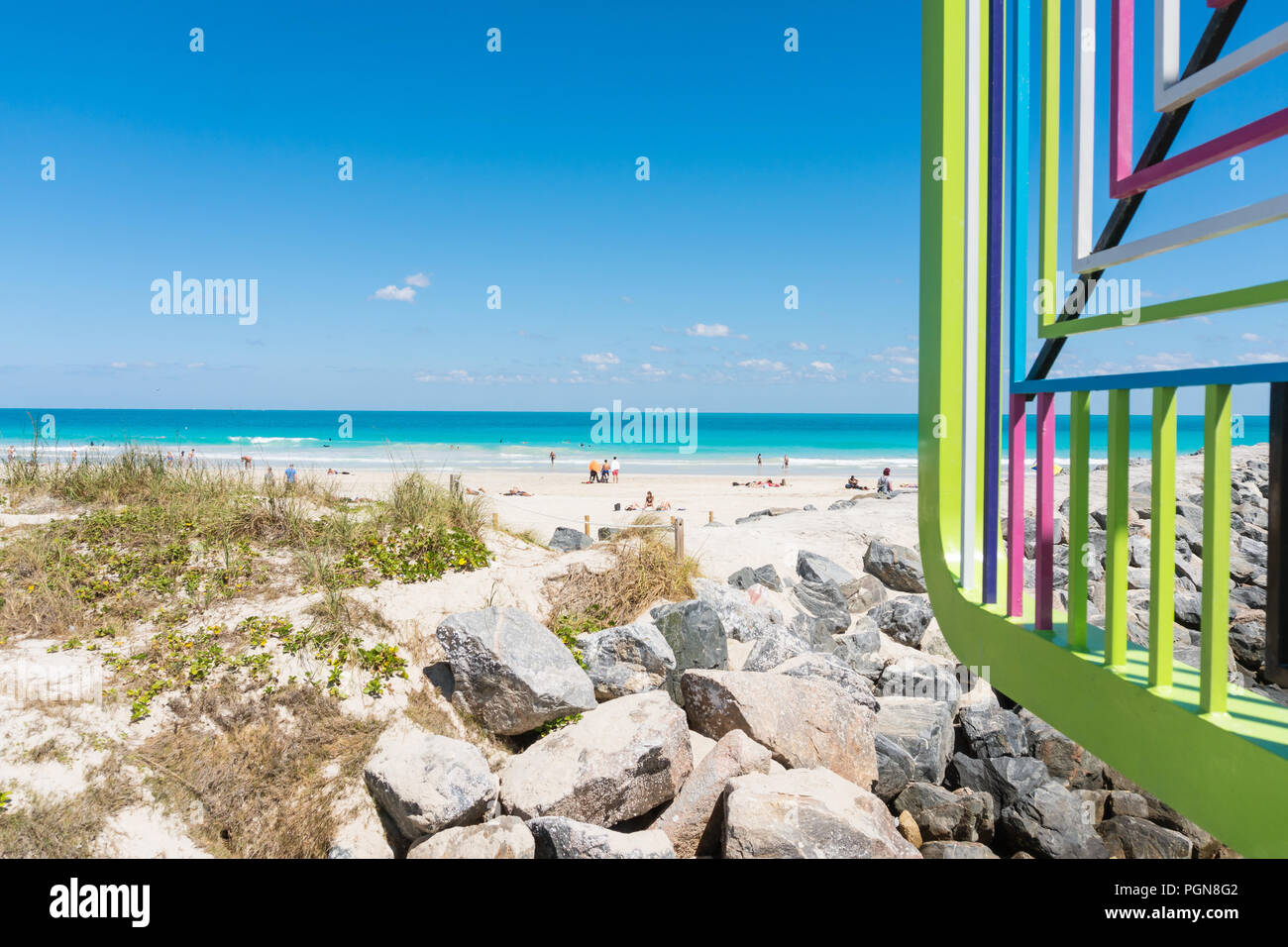 Miami,USA-marzo 15,2018:vista del south point park pier durante una giornata di sole. Foto Stock