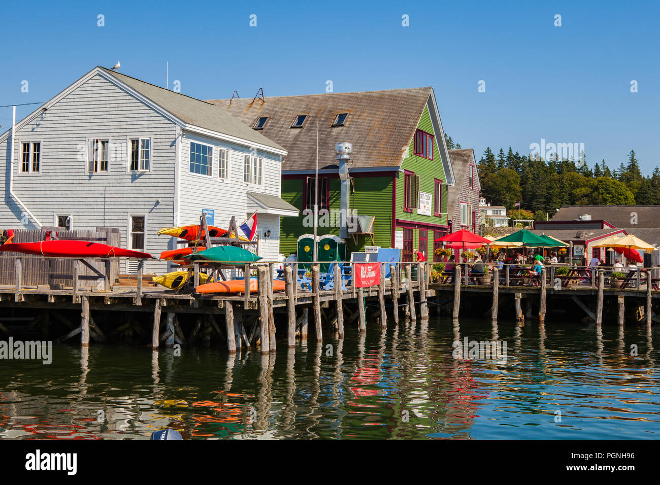 Lungomare presso il porto di Port Clyde, Maine Foto Stock