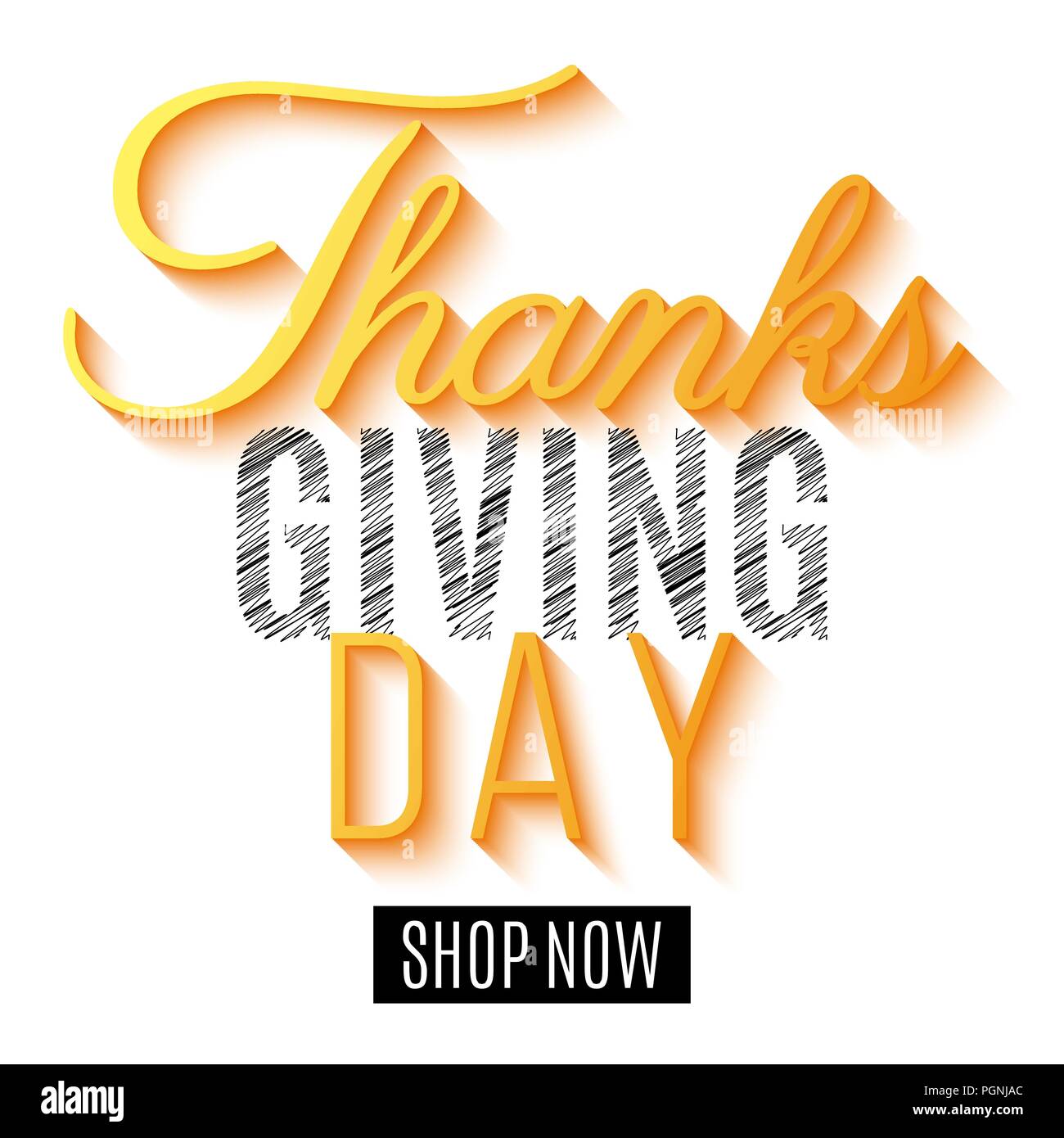 Felice giorno del Ringraziamento. Volantino per la vendita. Il messaggio di saluto della scheda di invito. La calligrafia e scritte. Autunno banner web. Illustrazione Vettoriale. EPS 10 Illustrazione Vettoriale