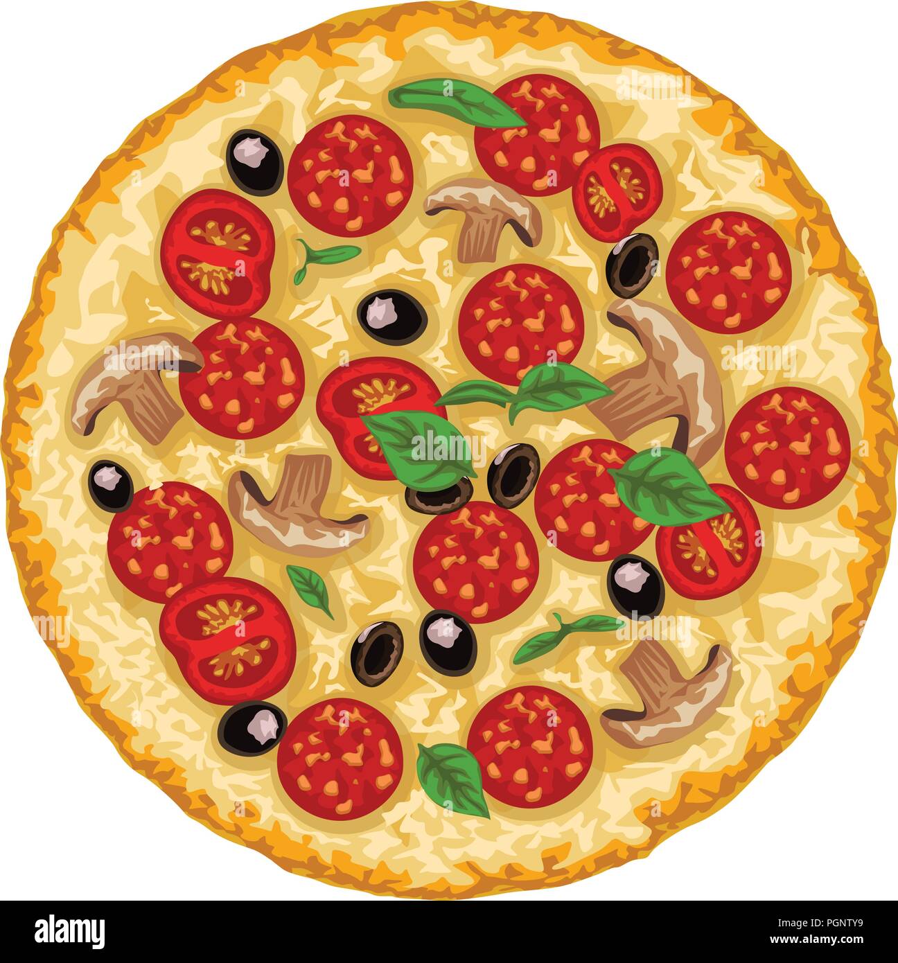 Pizza isolato su bianco Illustrazione Vettoriale