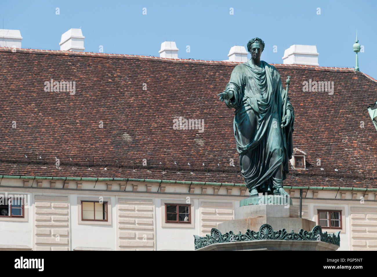 Amalienburg, statua di Franz Joseph I d'Austria, parte della Hofburg di Vienna, Austria Foto Stock