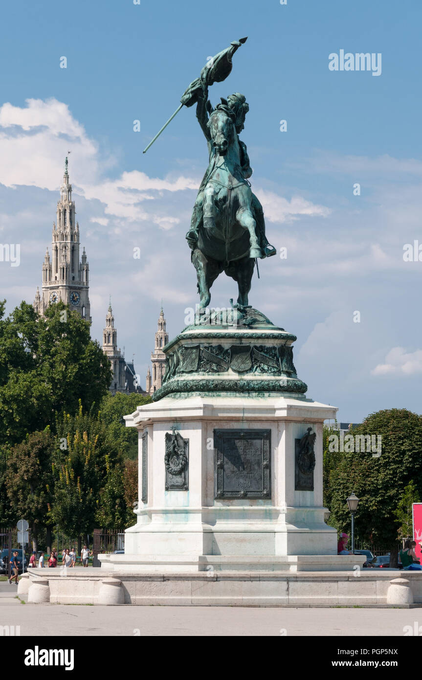 Erzherzog Karl, statua equestre, Neue Burg, Vienna, Austria Foto Stock